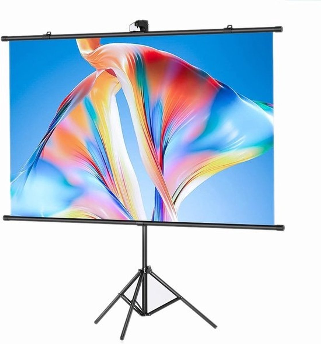 Projectiescherm met Standaard - Draagbaar Scherm - Thuisbioscoop Creëren - Hoogte Verstelbaar - 60 inch 4:3 - Zwart