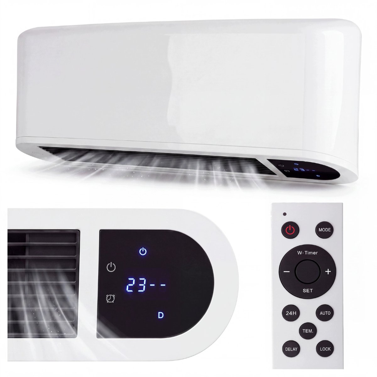MOZY® - Wandkachel - Wit - 10 tot 49°C - LED-display - Timer - 2 Verwarmingsniveaus - tot 2000W - Open Raam Detectie - Oververhittingsbeveiliging - Verwarming - Heater - Luchtgordijn - Elektrische Luchtverwarming