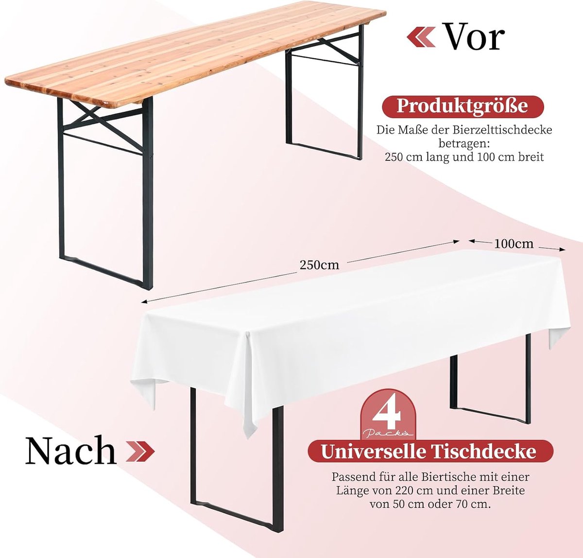 Tafelkleden voor biertentgarnituur, wit