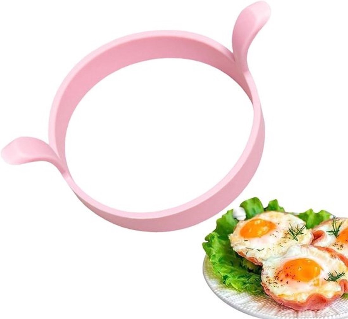 Eierring - Pannenkoekvorm - Ontbijt Maken - Veilig Siliconen - 11.5x8x5cm - Roze