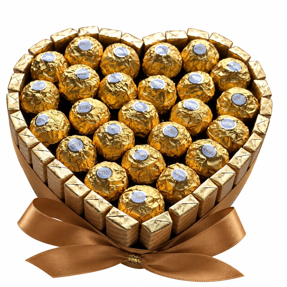 Nina’s Giftshop® Chocolade Hart M – Ferrero Rocher & Merci – Handgemaakt Cadeau voor Haar & Vrouw – Valentijn, Verjaardag