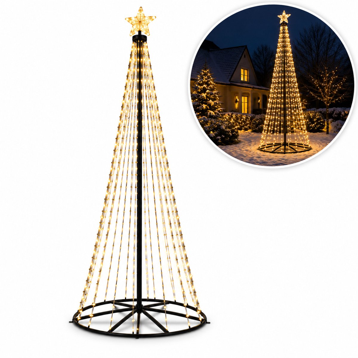 XXL led-kerstboom - Kerstboom - 2.3Meter - voor buiten - Warm-wit & gekleurd licht