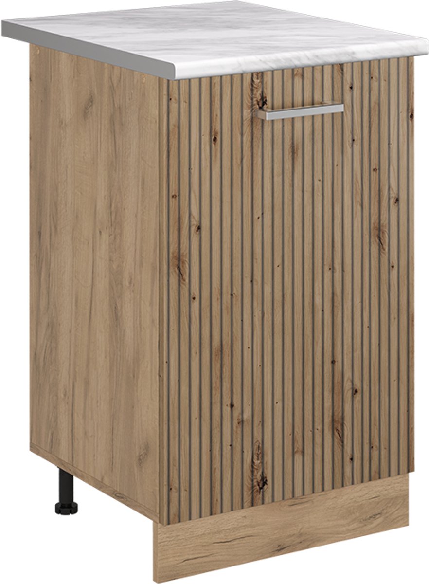 Vicco Keukenonderkast R-Line, Artisanaal eiken/Goudkleurig Eiken, 50 cm marmer werkblad