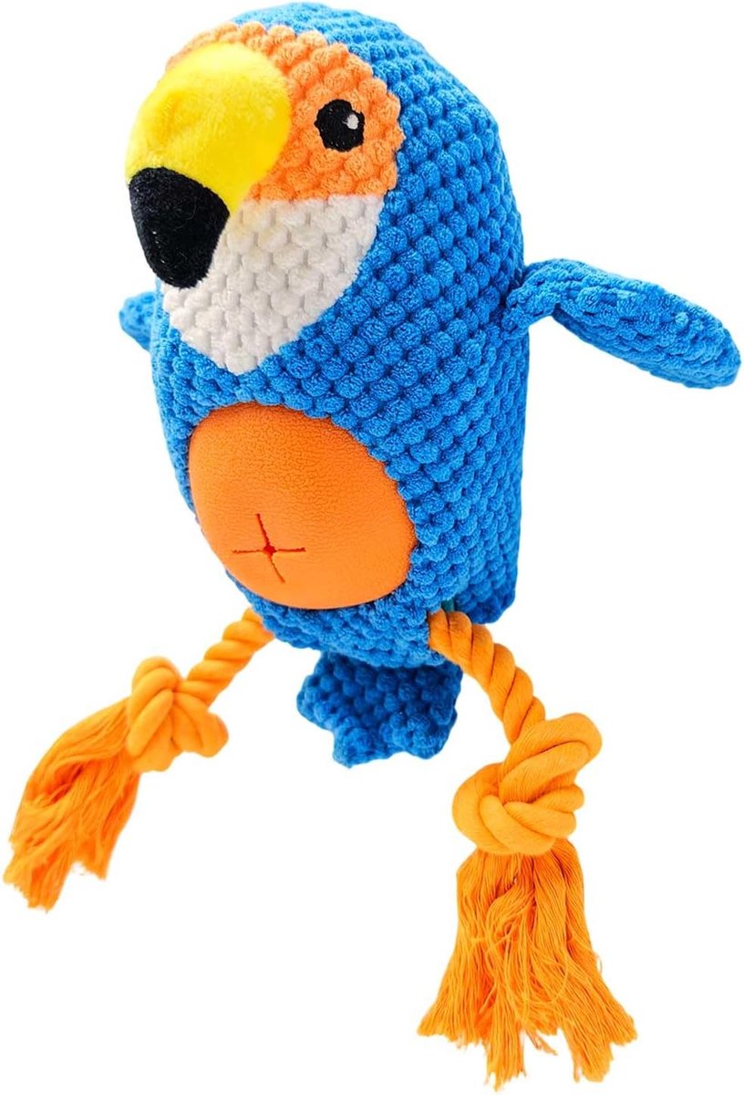 papegaai vogel pluche piepspeelgoed, lekkernijen, verborgen knoop, tandverzorging, kauwspeelgoed voor kleine en middelgrote honden (XEBY1187-03)