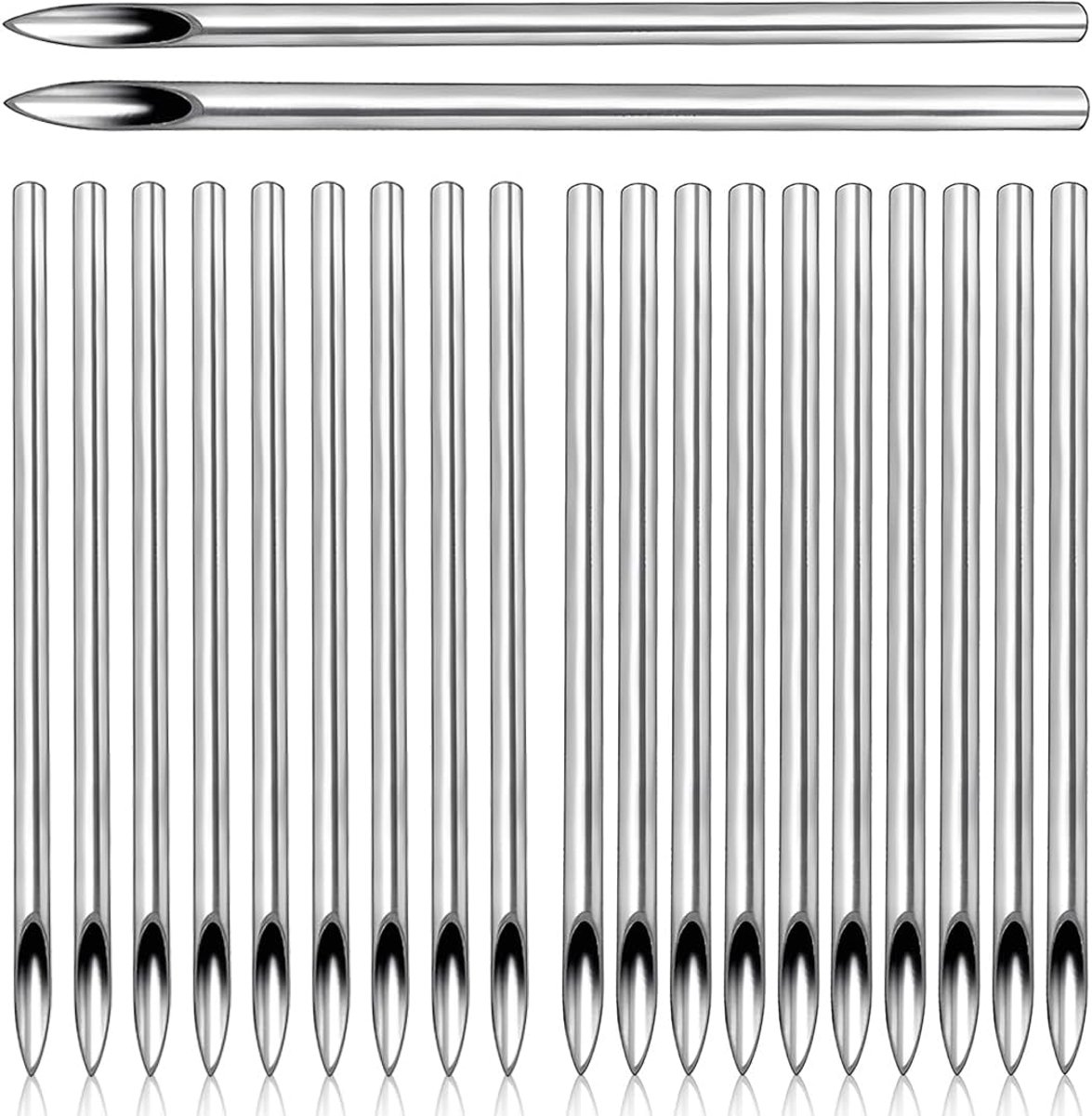 Piercingnaalden, 20 stuks, wegwerp lichaamspunctienaalden, piercingnaald roestvrij staal, enkel pakket met spone-cover-bal voor oor, neus, lip, navelpiercing, 14G, 16G