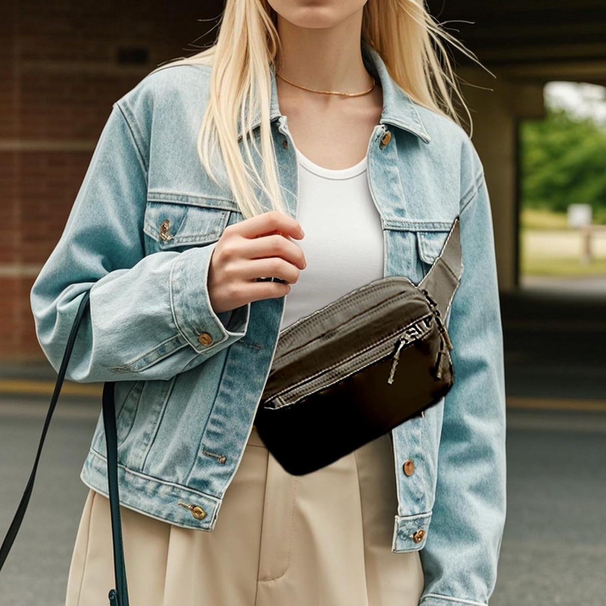 Dailygoods- Heuptas modieus - Verstelbare riem - Duurzaam canvas - Kleine schoudertas - Compact formaat - Ideaal voor onderweg - Crossbody Tas