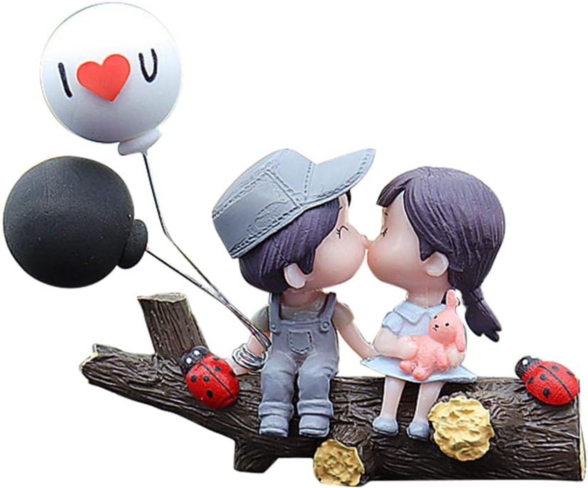 Dailygoods- Auto Ornament Schattige Cartoon Koppels - Auto Decoratie - Interieur Decoratie - Hars Ornament - Slijtvast - Stabiliteit