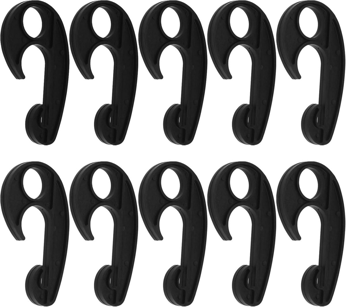 Dailygoods- Haak 10 Stuks - Zwarte PVC Haken - Duurzaam - Voor Auto Cover - Bungee Net - Afmetingen 9x5,2 cm - Bungeehaken