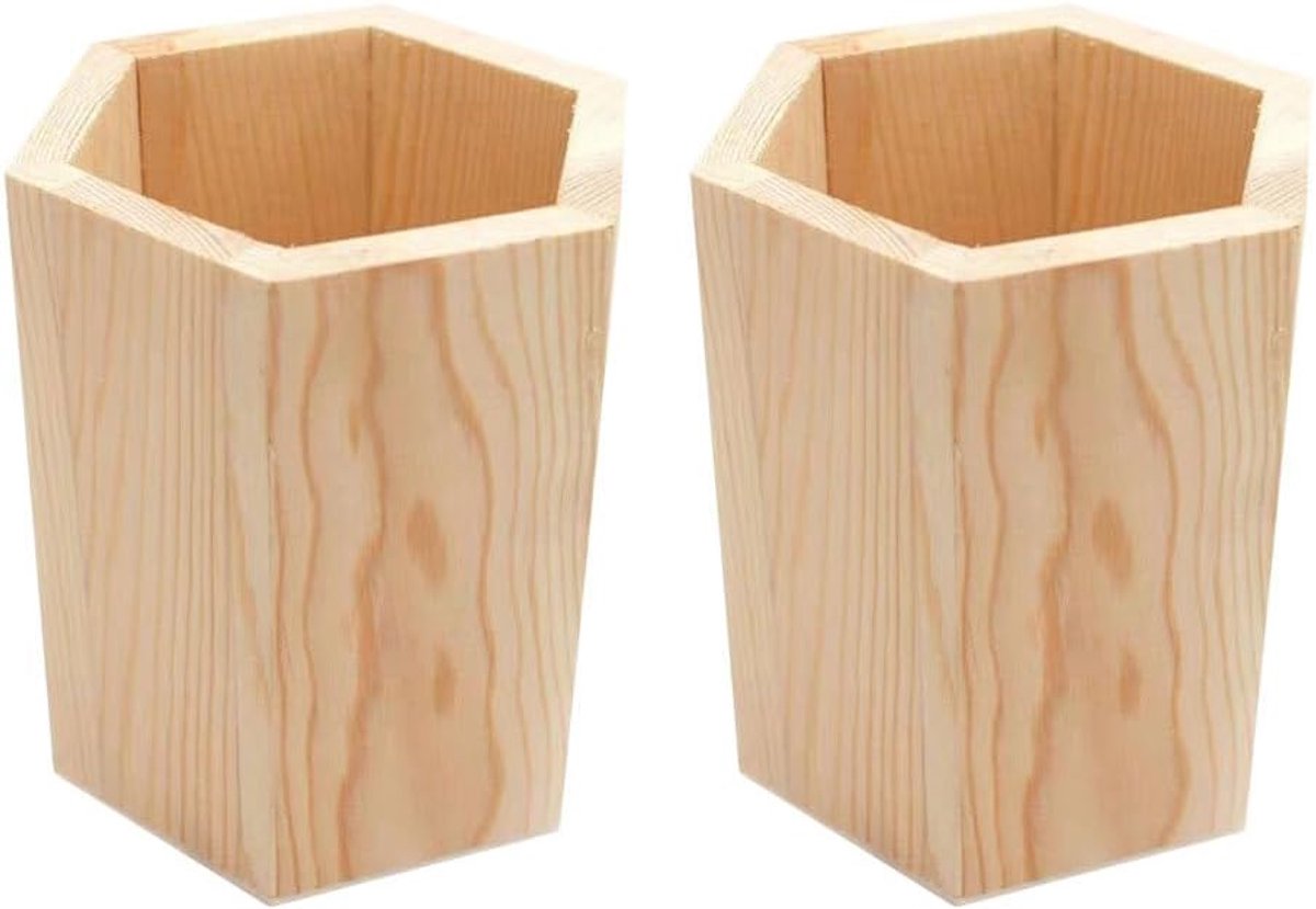 Dailygoods- Pennenhouder Houten Geometrisch - Bureau Organizer - Pennenemmer - Schrijfwarenhouder - Make-upkwastenorganizer - Ruimte voor Schrijven