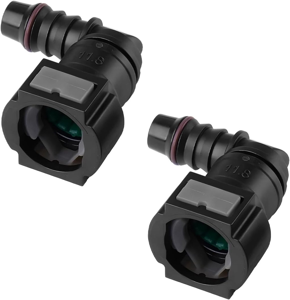 Dailygoods- Snelkoppeling - Brandstof Connector - 2 Stuks - Nylon - 90 Graden Hoek - Voor de Meeste Auto's - Binnendiameter 1/4 Inch - Brandstofconnec