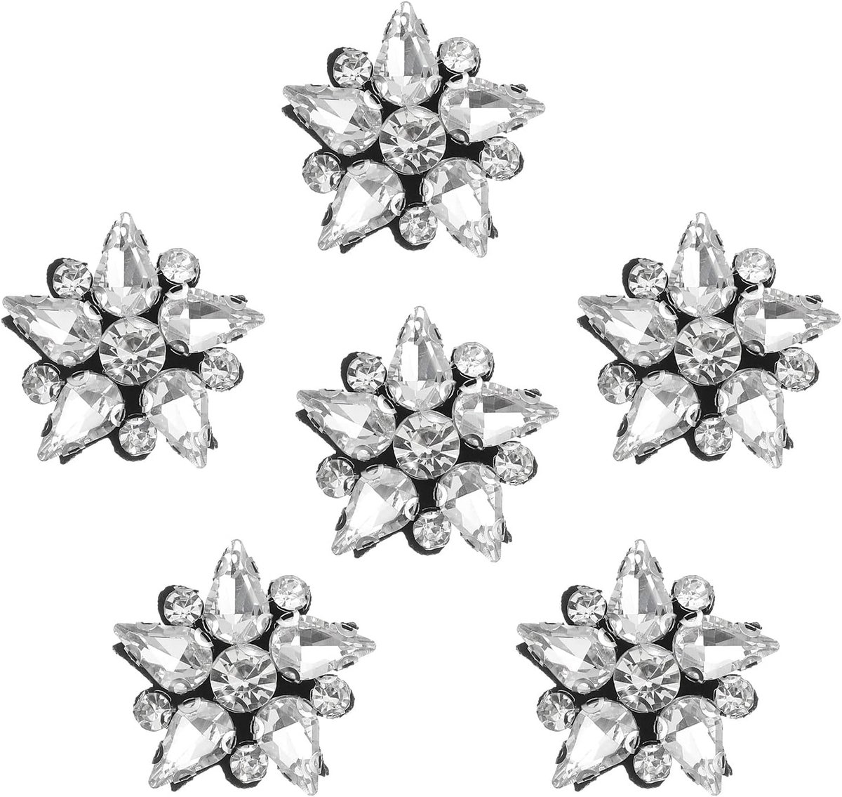 8 stuks handgemaakte sterren met kralen, applicaties van kristal en glas, geborduurde sterren met kralen voor doe-het-zelf naai-accessoires, transparant
