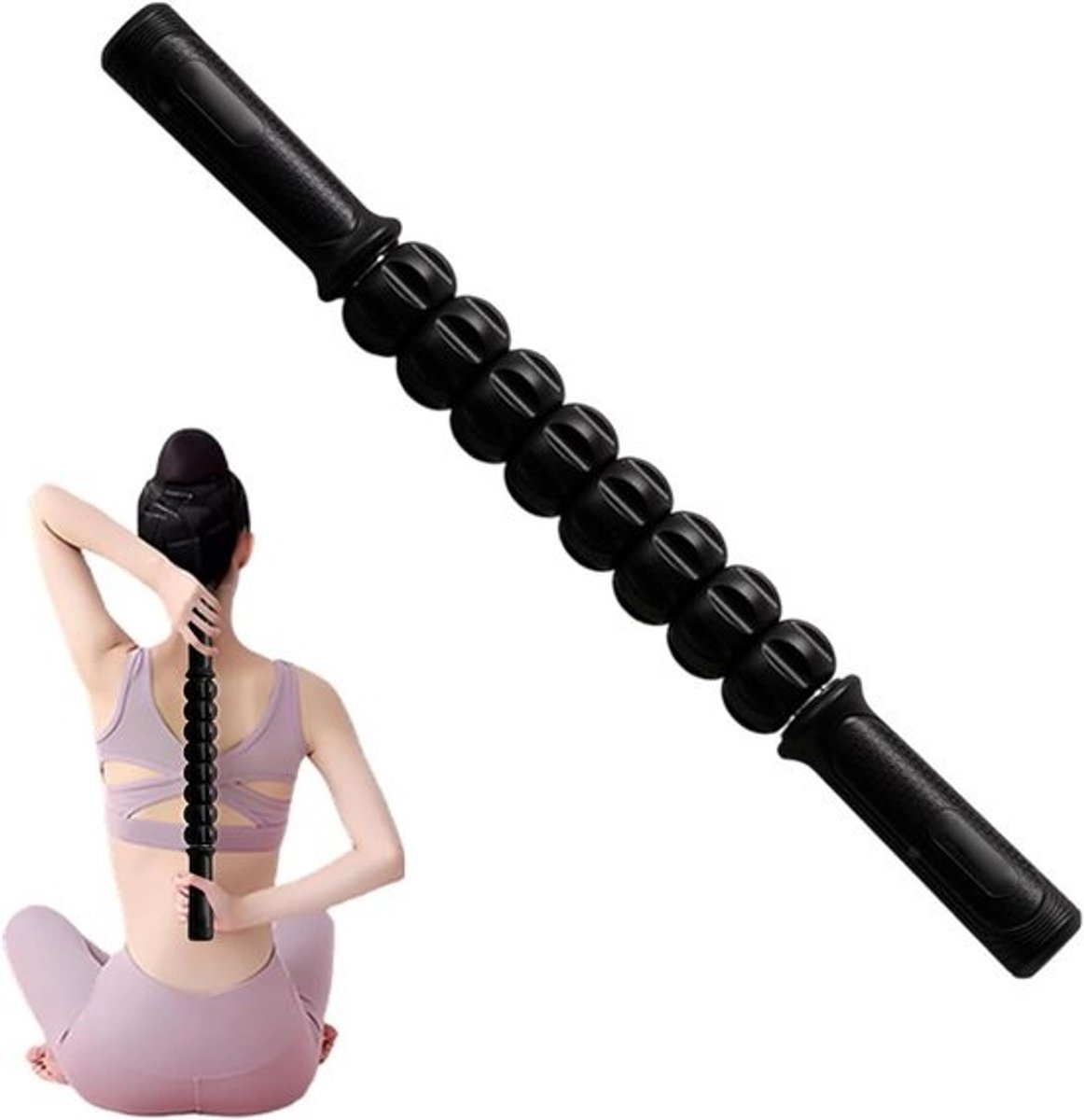 Massagerol Kubus - Massageapparaat Beenroller - Spierherstel Bevorderen - Diepe Weefsel Stimulatie - 45 cm - Zwart