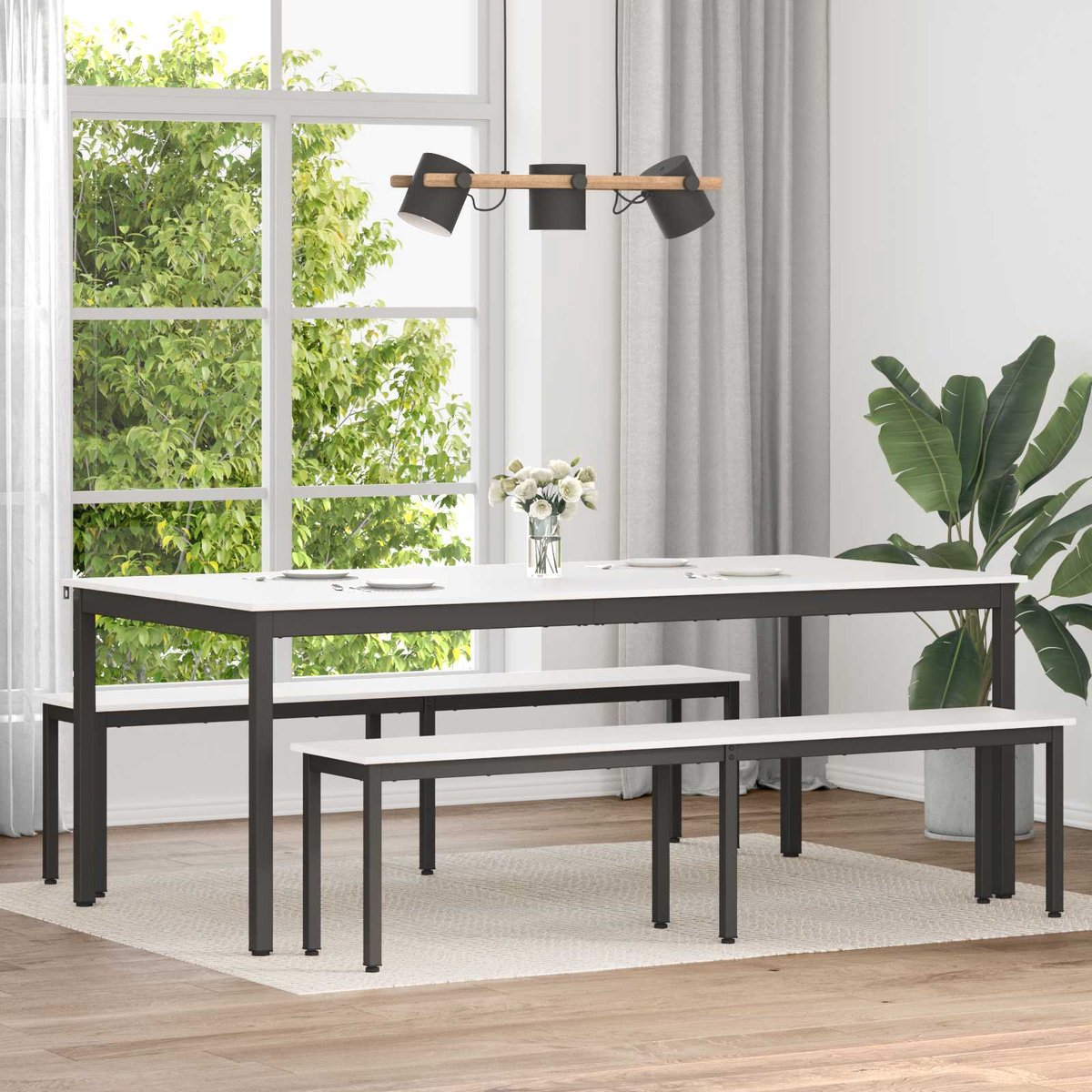 vidaXL Eettafel - 200 - x - 100 - x - 75 - cm - Massief - grenenhout - Wit - Rechthoekig
