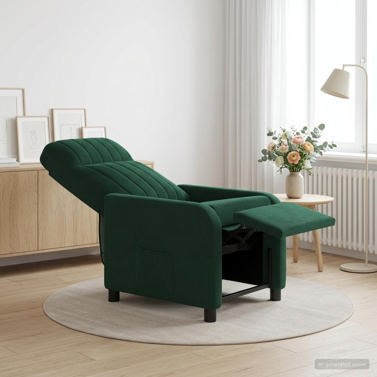 vidaXL Massage - Relaxstoel - Donkergroen - fluweel