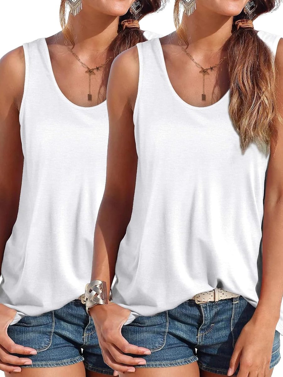 Tanktop voor dames, zomer, mouwloos, bovenstuk, zomermode, ronde hals, shirt voor dames