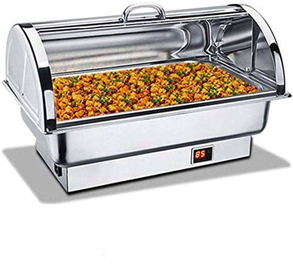 Vierkante Buffetwarmer - Warmhoudplaat RVS - Professioneel Gebruik - Grote Capaciteit 9 Liter - 64x49x44 cm - Zilverkleurig