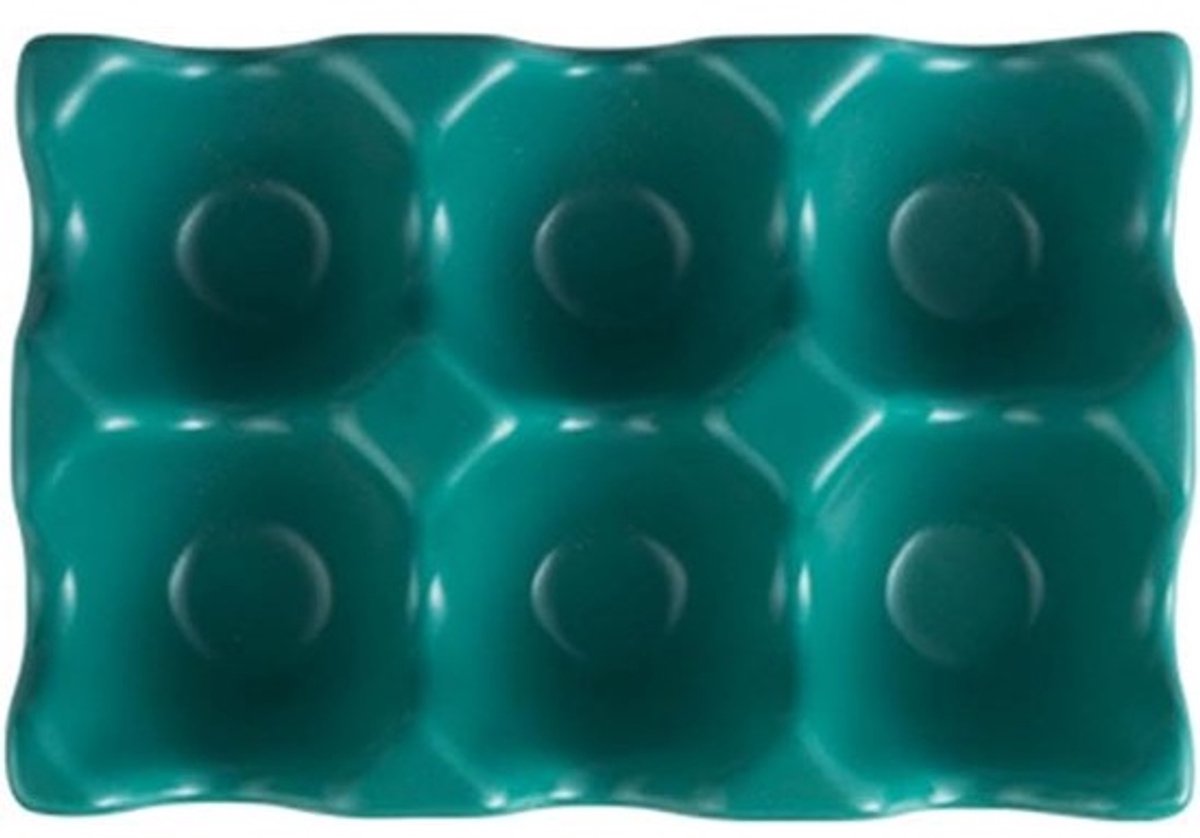 Eierplank Eierrek - Keuken Servies - Eieren Bewaren - Keramisch Materiaal - 17x15x9 cm - Groen