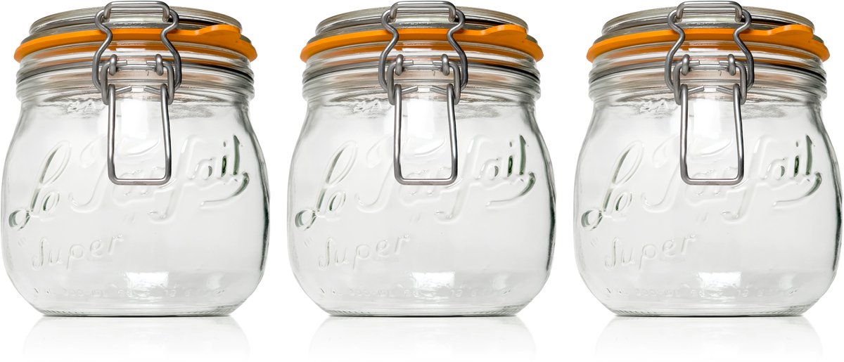 Le Parfait 500ml Weckpotten Set (3x 500ml) | OP=OP VOORDEELSET | 3 Weckpotten van 500 ML | Premium A-kwaliteit | Robuust en Voedselveilig | Ideaal als voorraadpot, inmaakpot of conserveerpot | Made in France