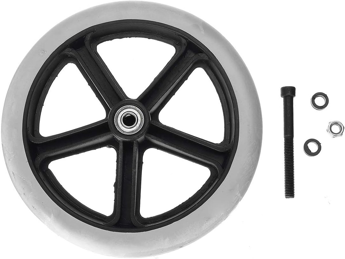 Dailygoods- Rolstoelwielen 20 cm - Grijze Rubber - Vervanging - Universeel Zwenkwiel - Hoge Kwaliteit - Kogellagers - Wielen