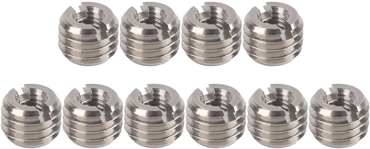 Dailygoods- Draadinzetset - 10 Stuks - M4 x 0,7 mm Binnendraad/M8 x 1,25 mm Buitendraad - 6 mm Lengte - Hoogwaardig 303 Roestvrij Staal - Duurzaam en