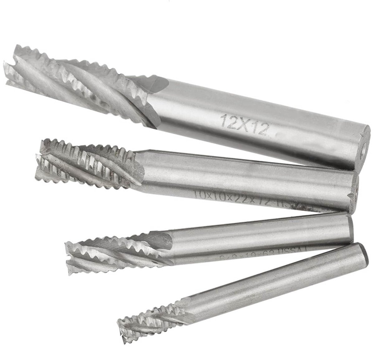 Dailygoods - 4pcs Roughing End Mill - Router Bits - Snelle snede - M6 M8 M10 M12 - Vouwfrezen - Geschikt voor professionele toepassingen