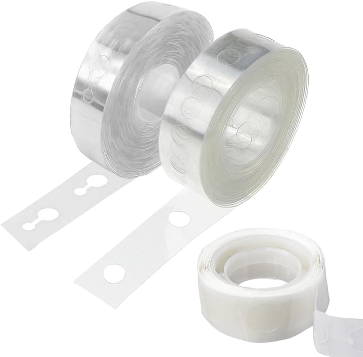 Dailygoods- Ballonboogstrips 3 Rollen - Dubbele/Enkele Gaten Ballonketting - Ballonlijmstippen - Ballonslingerstrip - Geschikt voor Feesten - Transpar