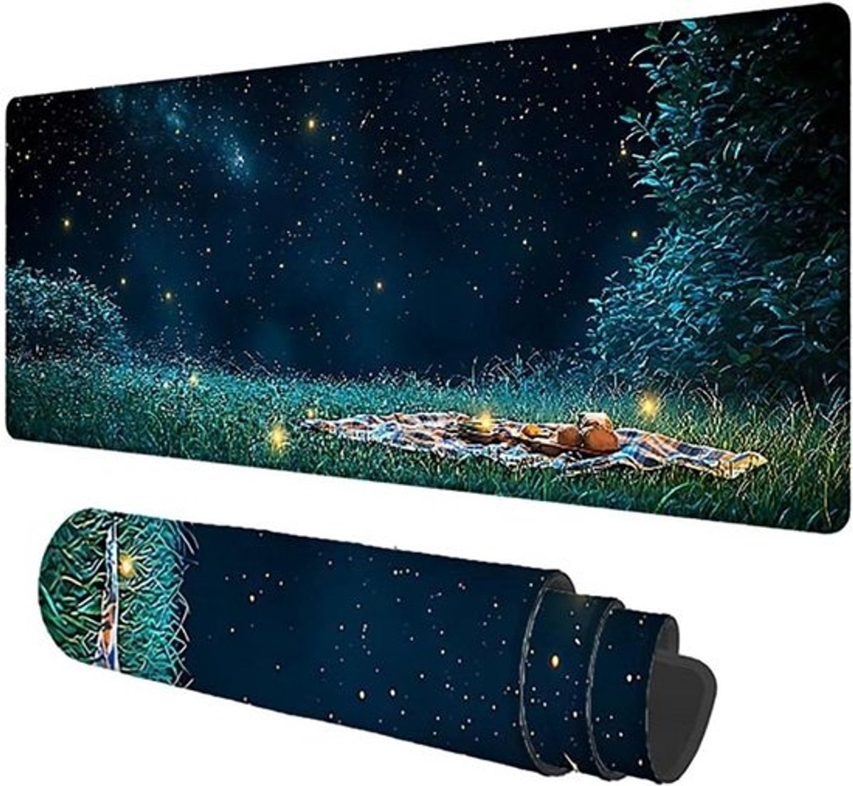 XXL Muismat - Bureauonderlegger Gamingmat - Georganiseerd Werken - Nauwkeurig Geweven Oppervlak - 100x50cm - Sterrenhemel