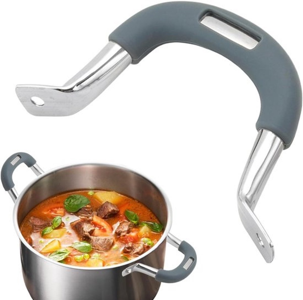 Zijgreep Pan - Steelpan Handvat - Veilig Koken - Hittebestendig Siliconen - 112 cm - Zwart