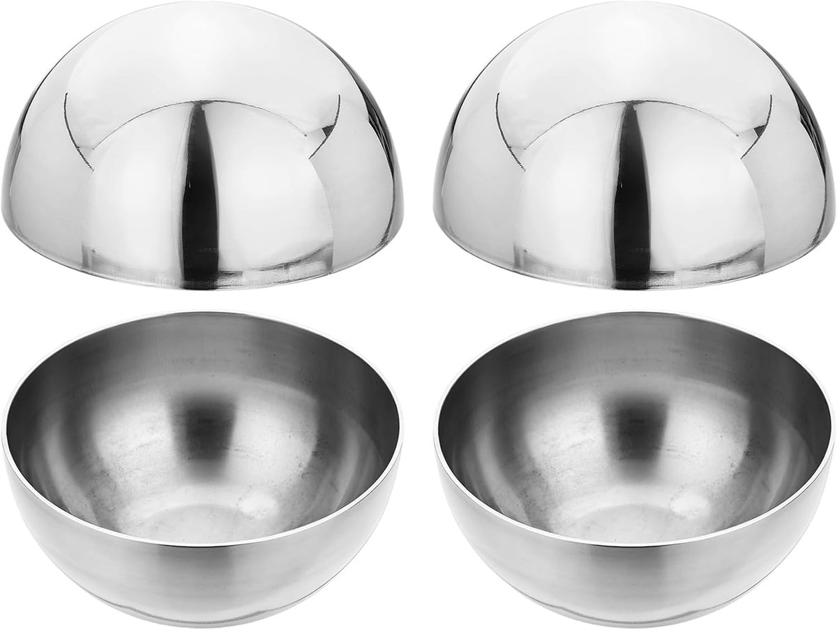 4 stuks roestvrijstalen holle halfbollen, diameter 61 mm, decoratieve holle halve bollen, spiegelgepolijst, voor trapleuningen, huis, entree, winkelcentrum, buitendecoratie