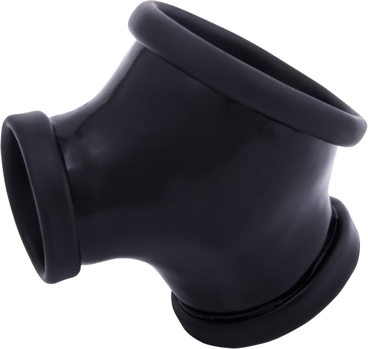 Black (zwart) - Latex Penis Sleeve zonder schacht (open), met penisring en rekbare manchet voor de scrotum (Ball-Strap) - Veganistisch gemaakt - Gemaakt in Duitsland