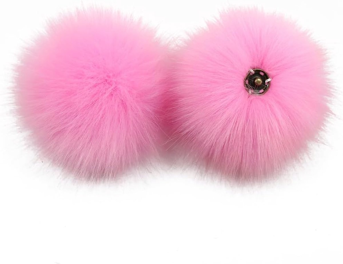 Dailygoods- Bontpompon 10 Stuks - Kunstbont Pompon - Pluizige Pompon - Drukknop - Decoratie - 10 cm Grootte - Pluche Pompon