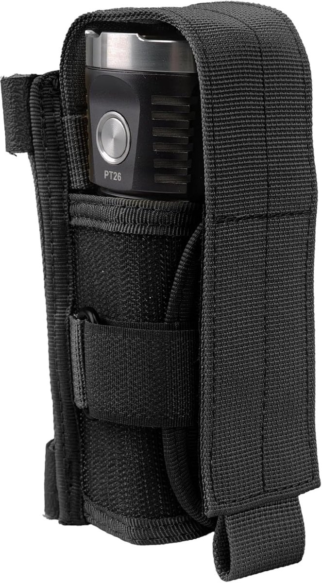 Zaklamptas, zaklamphouder voor de dienstriem, nylon zaklamptas voor horizontaal en verticaal dragen, universele pasvorm voor zaklampen van standaardformaat