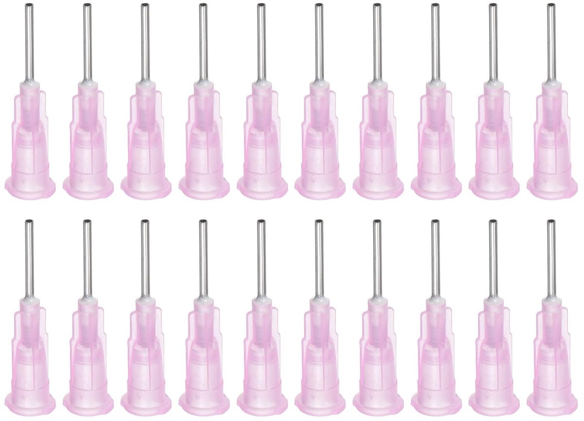 Industriële stompe doseerpunt met Luer-Lock voor vloeibaar lijmpistool, 18G 1/2", 40 stuks, roze