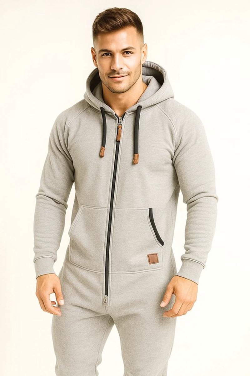 Grijze Onesie - Huispak - Onesie mannen - Onesie Vrouwen - Maat 3XL