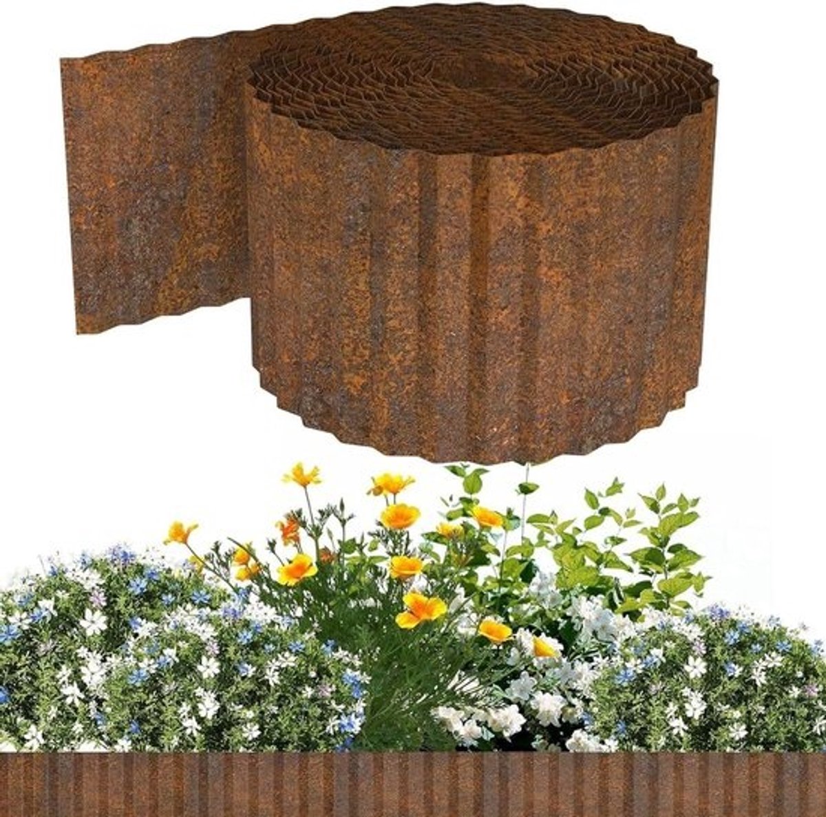 Tuin Border Afscheiding - Grasrand Afrastering - Landschap Verfraaien - Flexibele Golfvorm - 10 Meter - Roestkleur