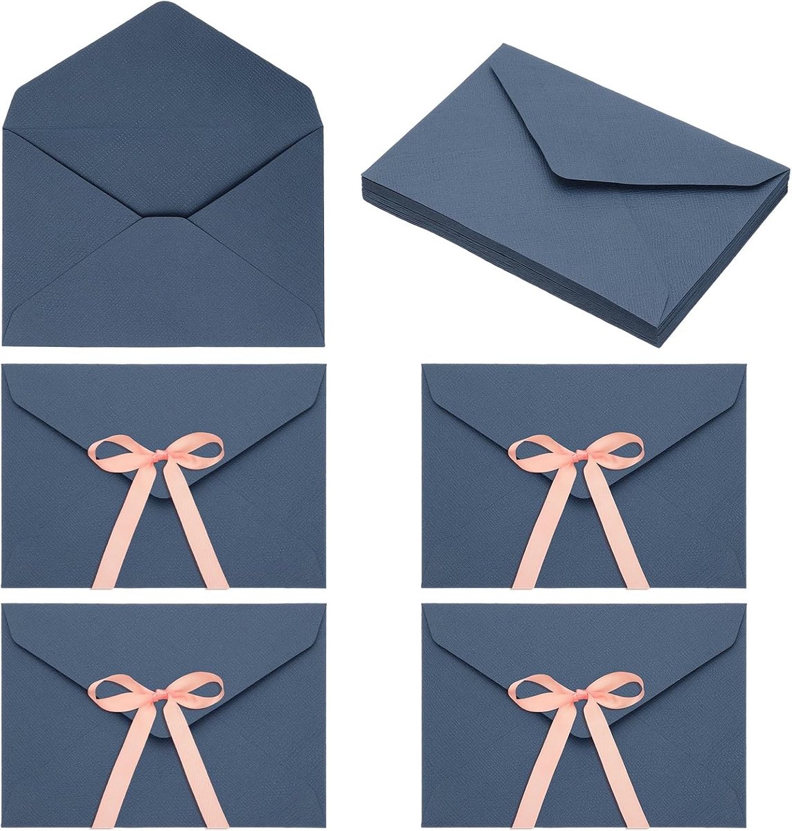20 kaarthoesjes met strik, 16 x 11,3 cm, kleine voorwerpen, vintage, schattig, voor bruiloften, feesten, kaarten, blauw
