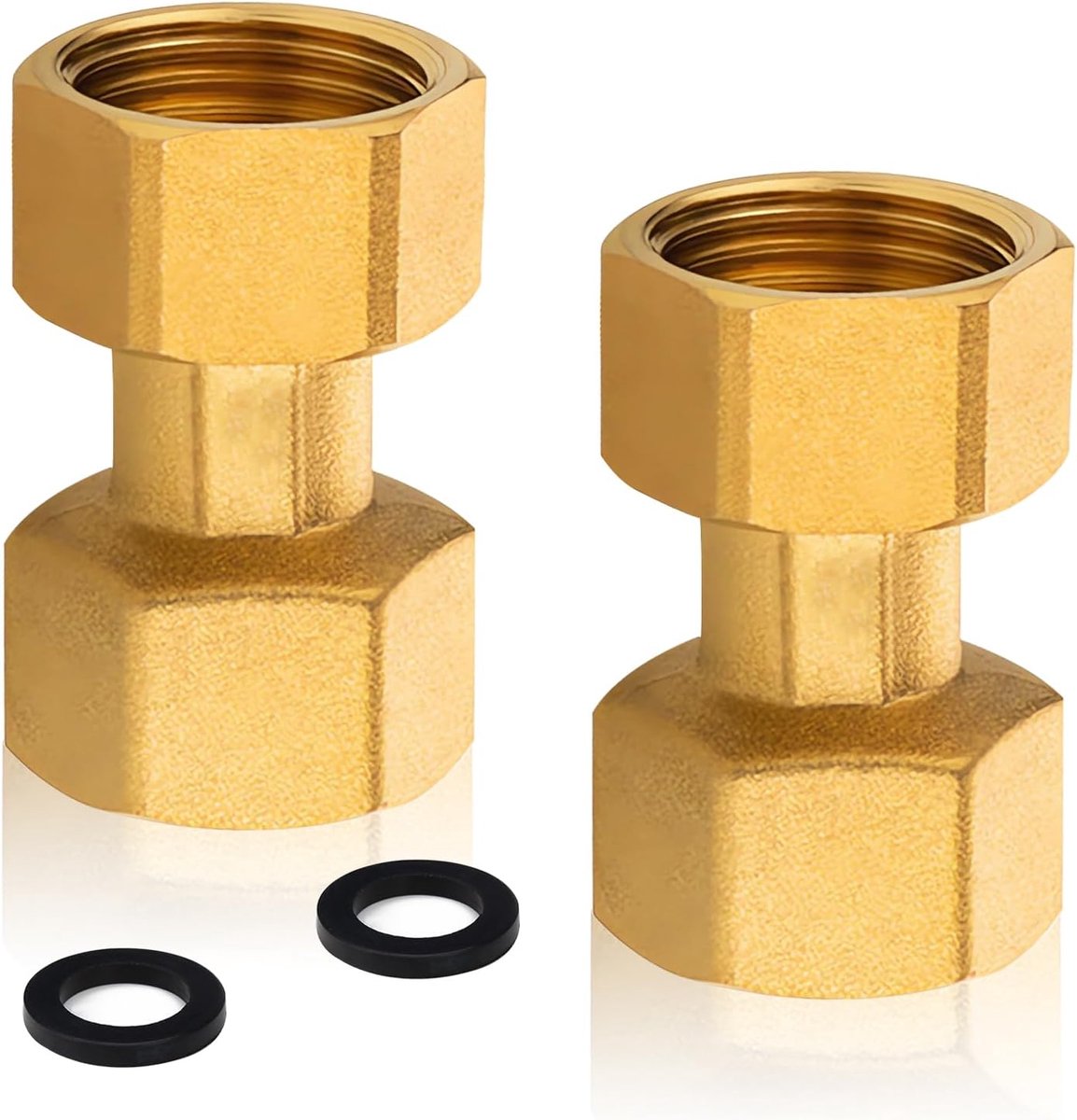 Dailygoods- Schroefverbinding 2 stuks - Messing - Draaibaar - 1/2 inch IG x 1/2 inch IG - Afdichting - Voor waterinstallaties - Fittingen