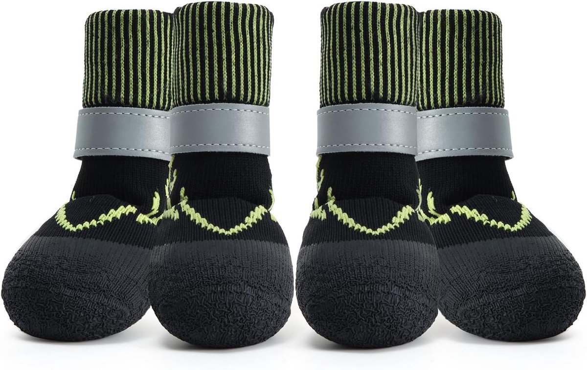 2 paar hondensokken, hondenpootbescherming met verstelbare riem, deodorisatie en antibacteriële behandeling, antislip sokken met leren riem voor kleine en middelgrote honden (XL: 2,56 "-6,5 cm)