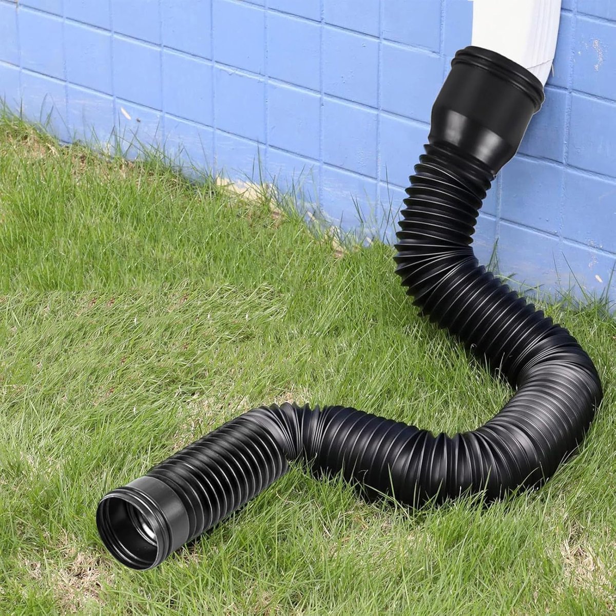 Flexibele valpijp, uittrekbare ronde valbuisverlenging, dakgoot-afvoeraansluiting, uitbreidingsset voor valpijp 80/100 mm (zwart)