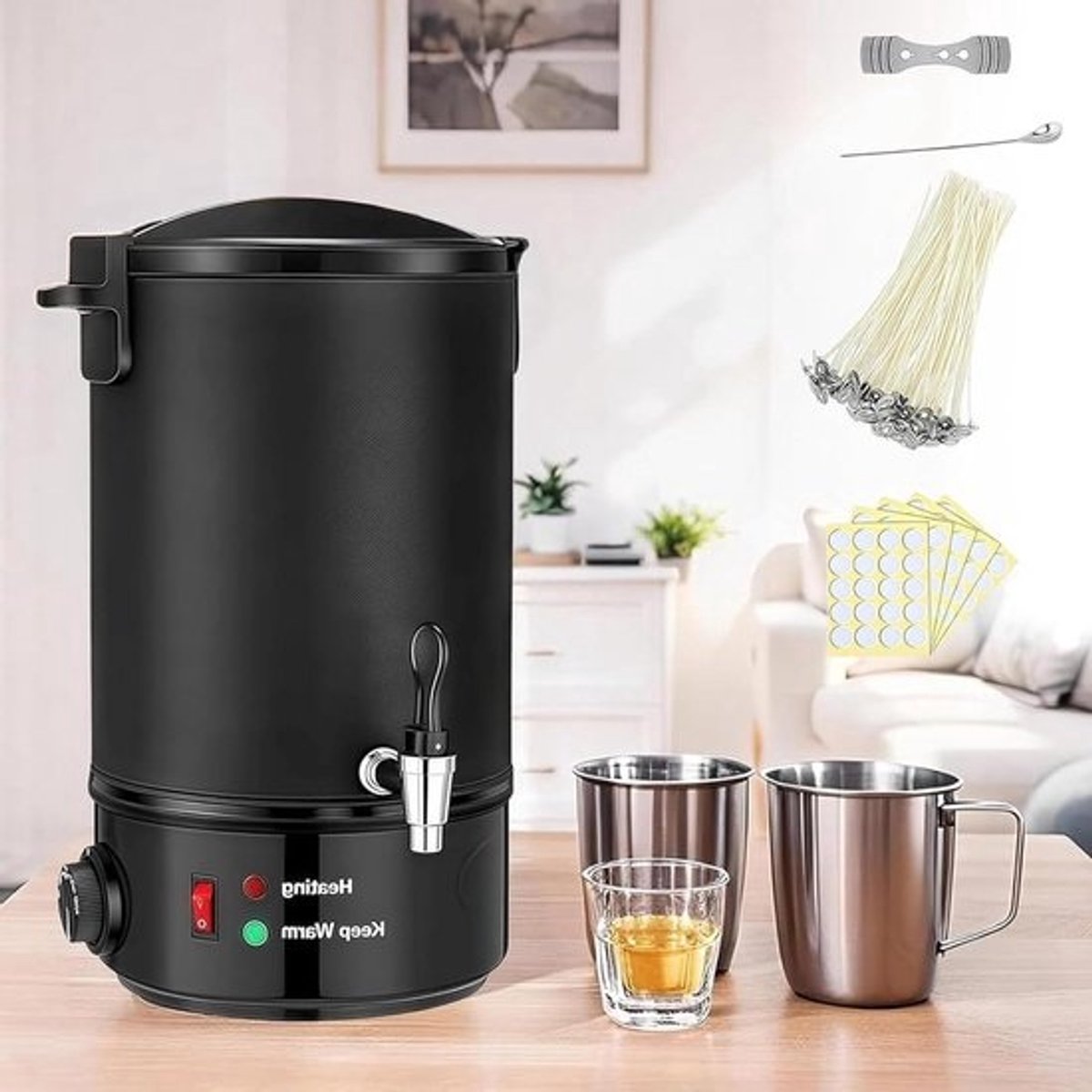 Elektrische Wax Smelter - Kaarsen Smeltmachine - Kaarsen Maken - Instelbare Temperatuur - 6 Liter - Zilver