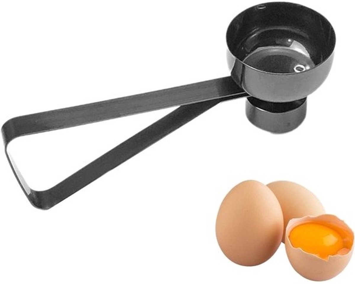 Eieropener Topper - Ei Cracker - Koken Bakken - Roestvrij Staal - 11 x 5 x 4.1 cm - Zwart