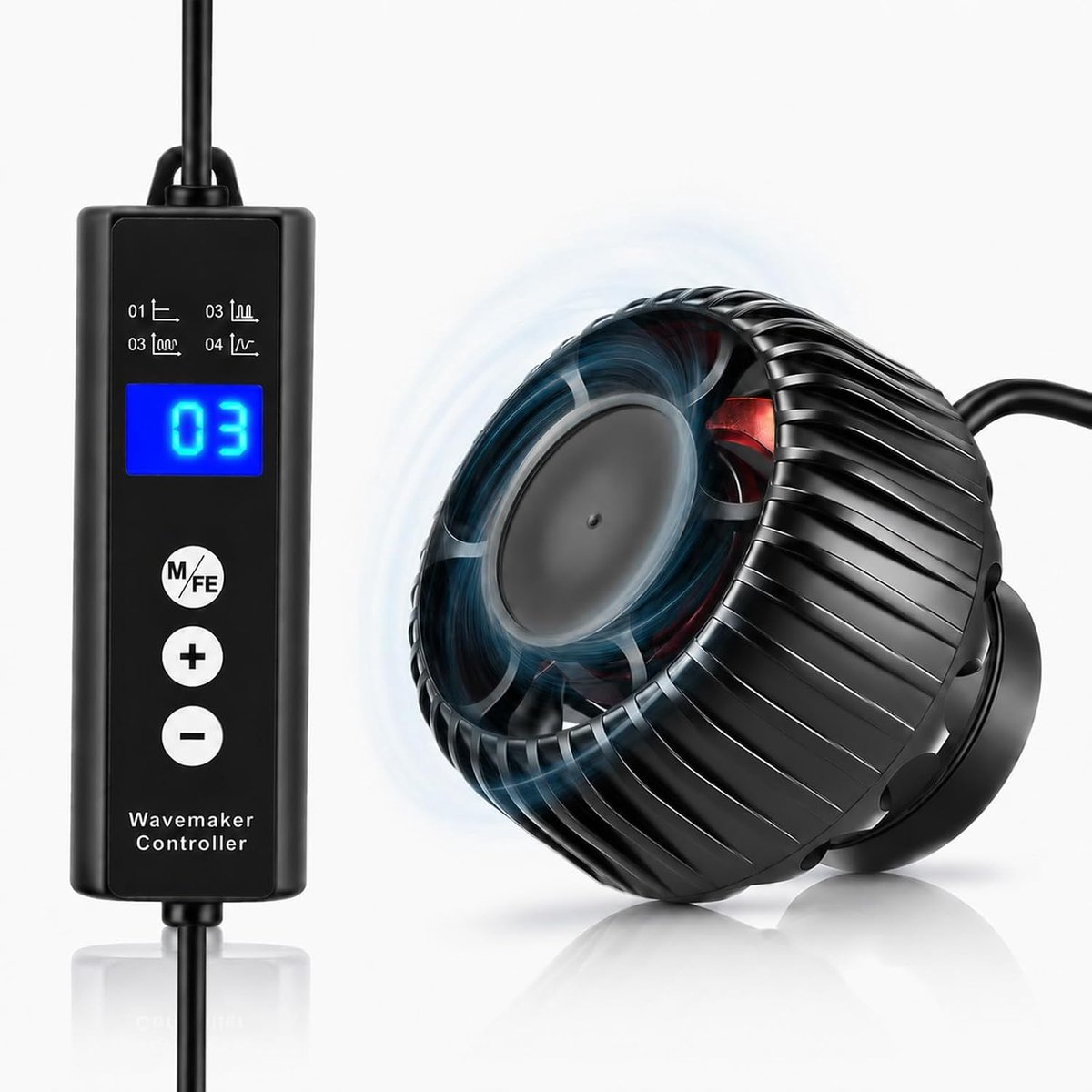 Mini-brouwpomp voor aquarium, 8000 l/h, 10 W, DC circulatiepomp met 10 snelheden en 4 modi, Wave Maker magnetisch aquarium voor vistank, 120-350 l, voor zoet en zout water