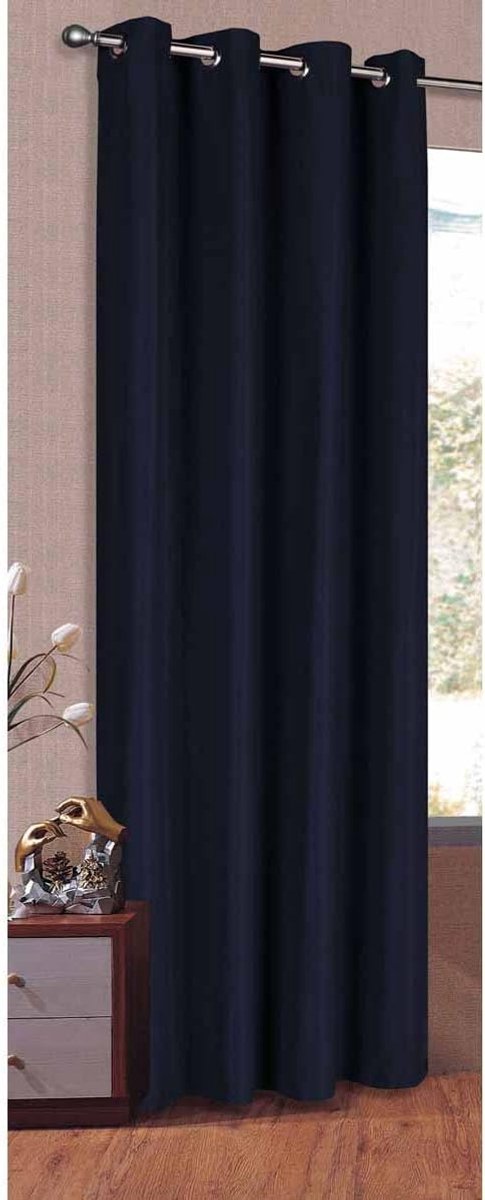 Gordijn ondoorzichtige sjaal met micro satijnen ogen, mat -20405-, 20405, Polyester, donkerblauw, HxB 175x140 cm