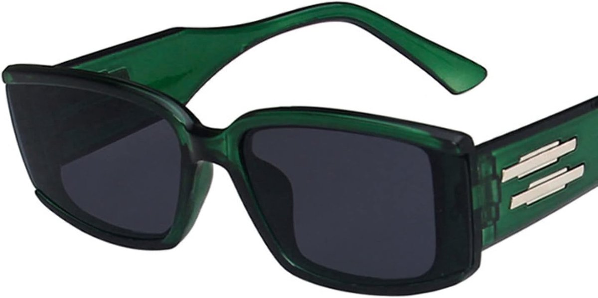 Ontwerp Luxe Kleine Frame Zonnebril Mannen Vrouwen Mode Vierkante Zonnebril Shades Uv400-C3GreenBlack