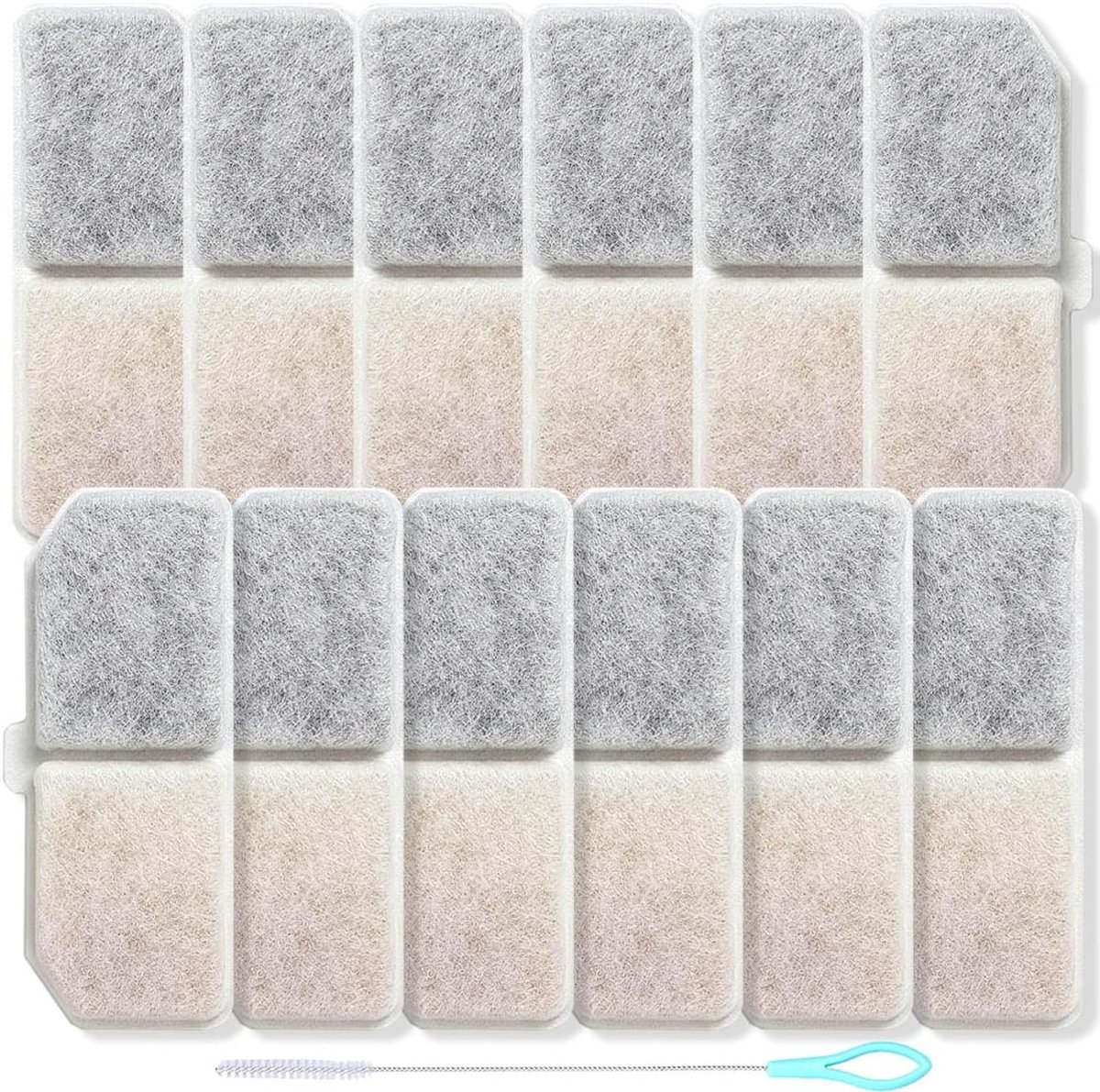 12 stuks kattenfonteinfilters, huisdierfonteinfilter met Lon-uitwisseling, hars actieve kool, 4-laags filtersysteem, vervangingsfilters verbeteren de smaak en vermindert geur met