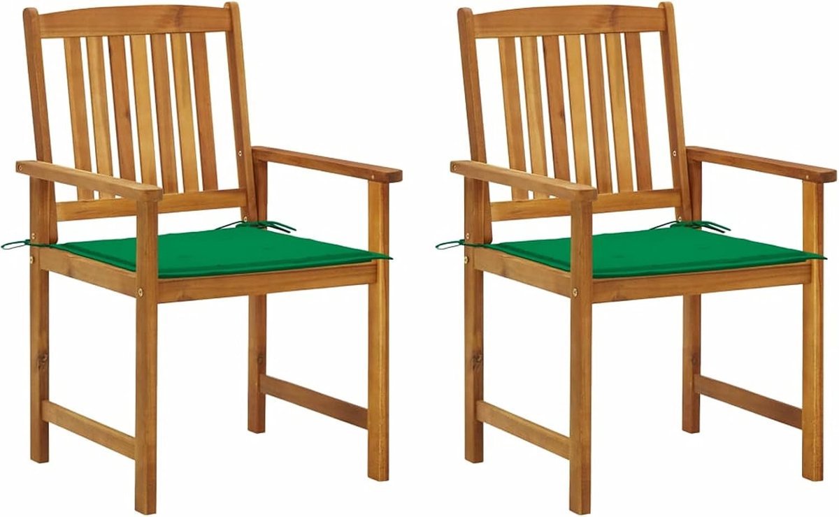 Tabel stoelen met kussen voor buiten, met kussen, tuinstoel van hout, tuinstoel, stoel voor buiten, hout, 2 stuks, van acaciahout