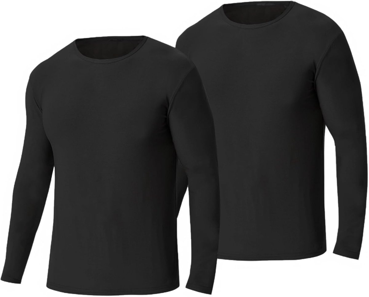 Thermisch ondergoed, onderhemd voor heren, winter, functioneel ondergoed, ronde hals, thermoshirt, lange mouwen, warm, ski-ondergoed, thermo-ondergoed