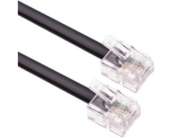 ADSL Verlengsnoer Telefoonsnoer Telefoonstekker Hoge snelheid Internet Breedband Mannelijk naar Mannelijk Router en modem naar RJ11 Telefoonaansluiting, Microfilter, kabel 1m (Zwart)