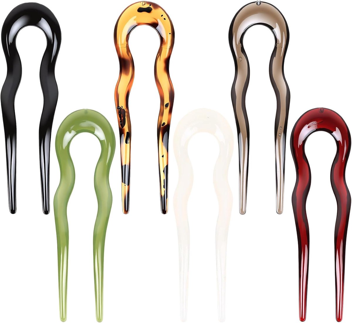 Stuks U-vormige Franse Twist haarspelden, 6 kleuren