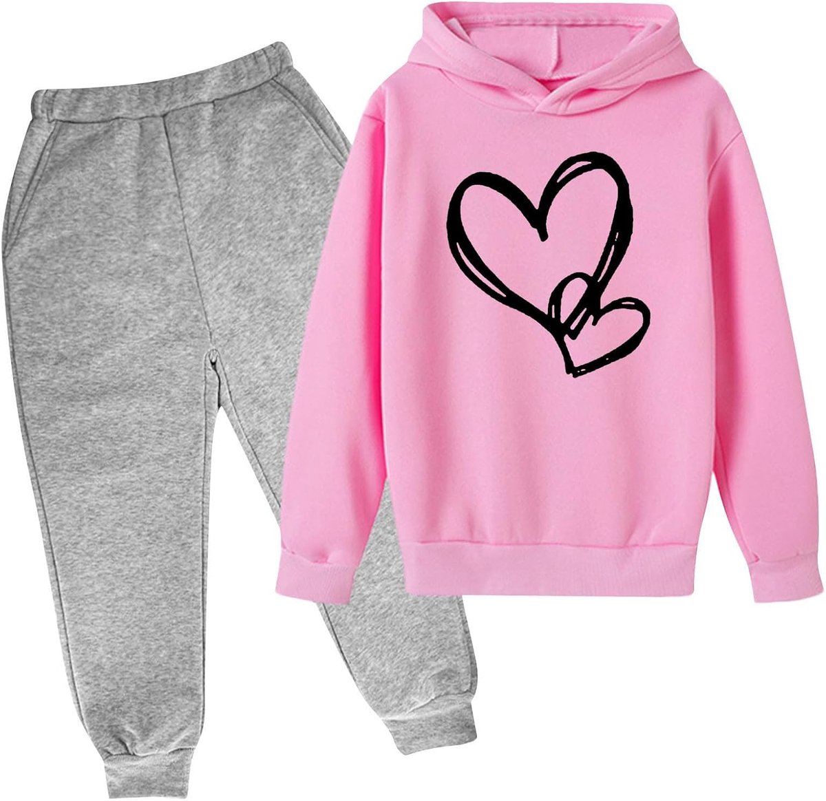 Sweatshirt met capuchon voor tienermeisjes, 2-delig trainingspak, oversized hoodie en joggingbroek, preppy kleding